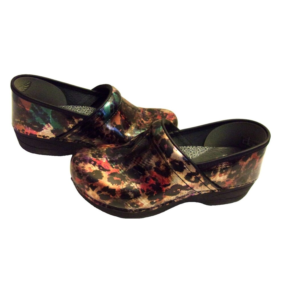 Dansko Multicolored XP 2.0 Clogs Patent Leather Abstract Design Size 40 9.5-10 - Picture 4 of 7
